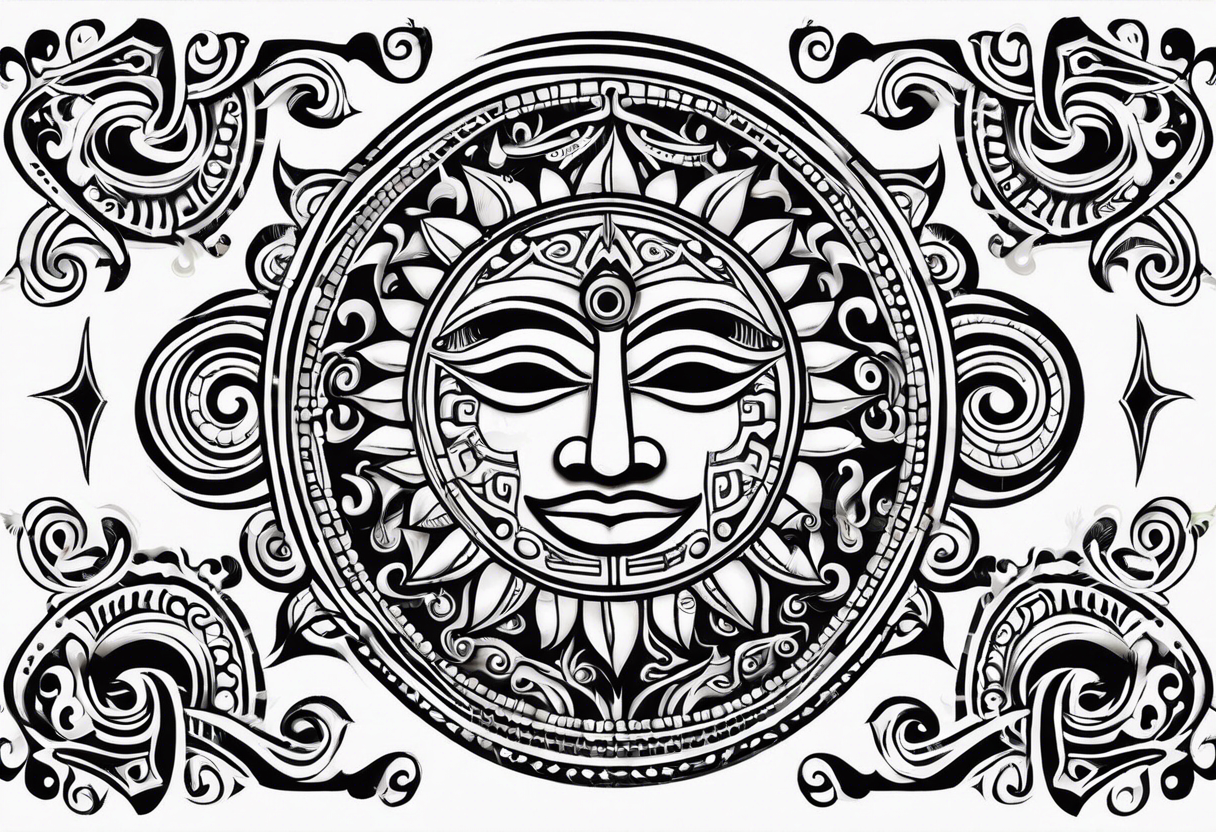 Puerto Rican taino tribal sun tattoo idea