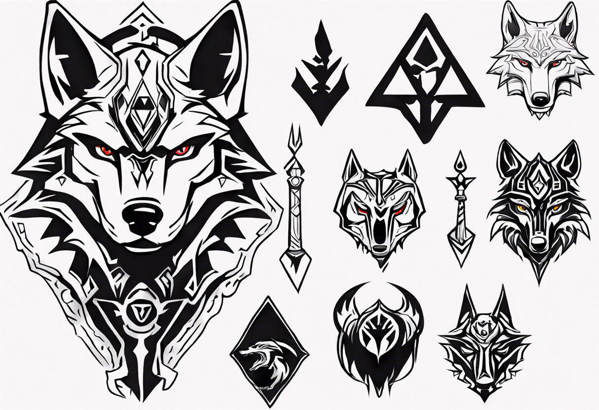 Intricately Detailed Art Wolf Head - Tattoo Design