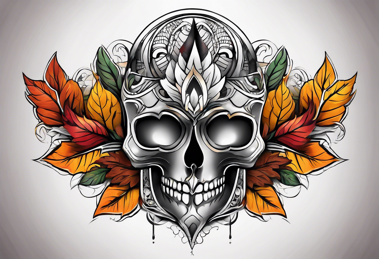 knee tattoo in fall color masculine design with no faces tattoo idea