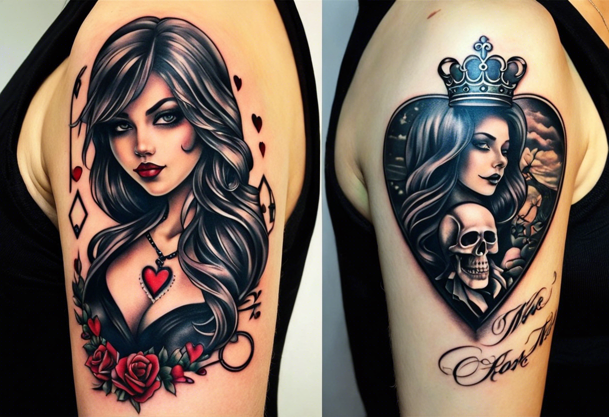 Traditional king and queen done at Tattoos by Babs, Kilmarnock, Scotland :  r/tattoos