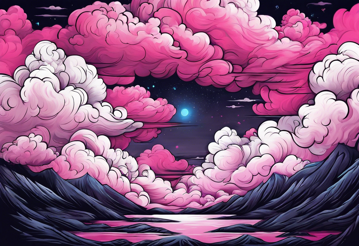 pink fluffy clouds tattoo idea