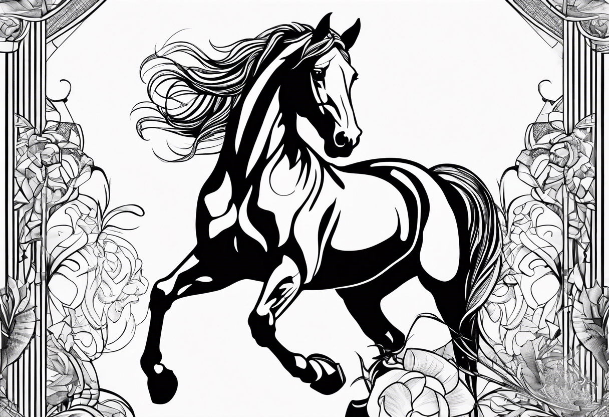 Horse drawn using a single line tattoo idea