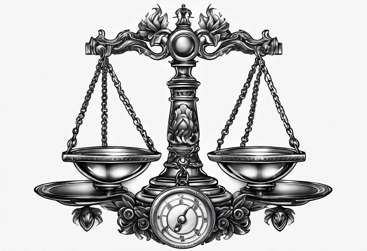 libra scale with broken chains tattoo idea