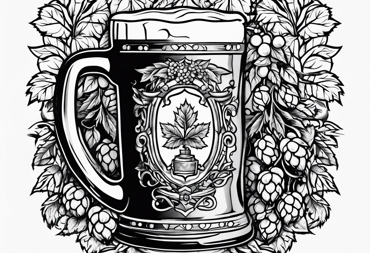 beer mug with hops tattoo idea