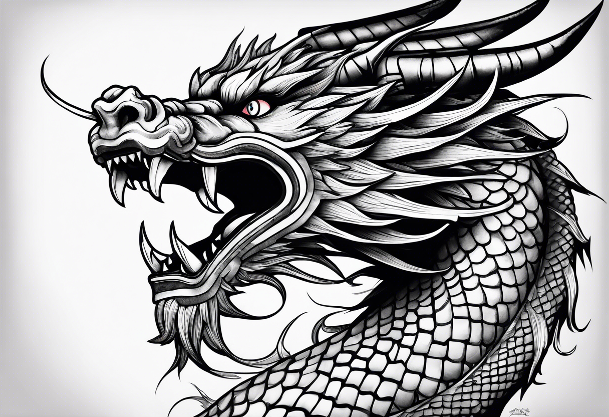 Japanese Dragon head located on arm tattoo idea