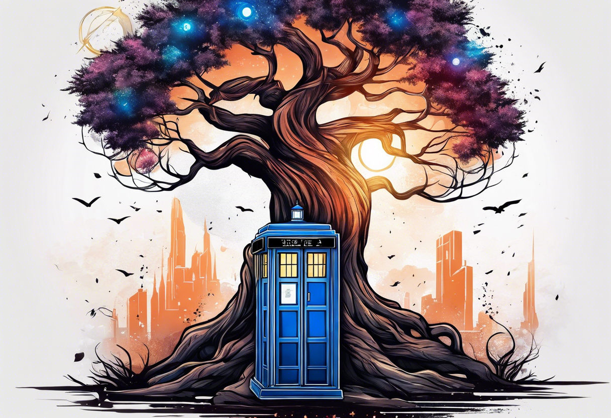 Tree with Jedi symbol and a tardis tattoo idea