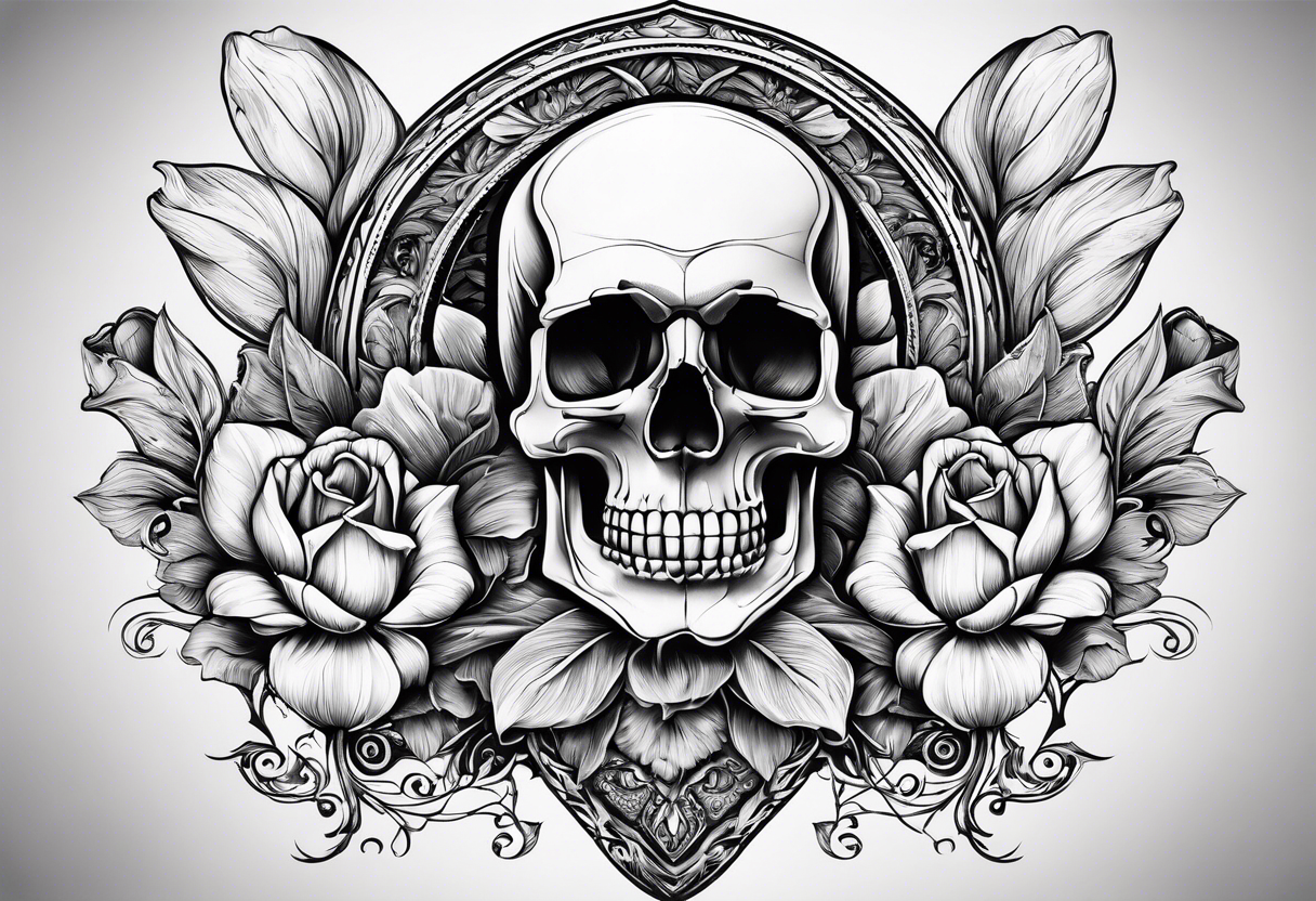 Tulip, Skull, hourglass all separate pieces tattoo idea