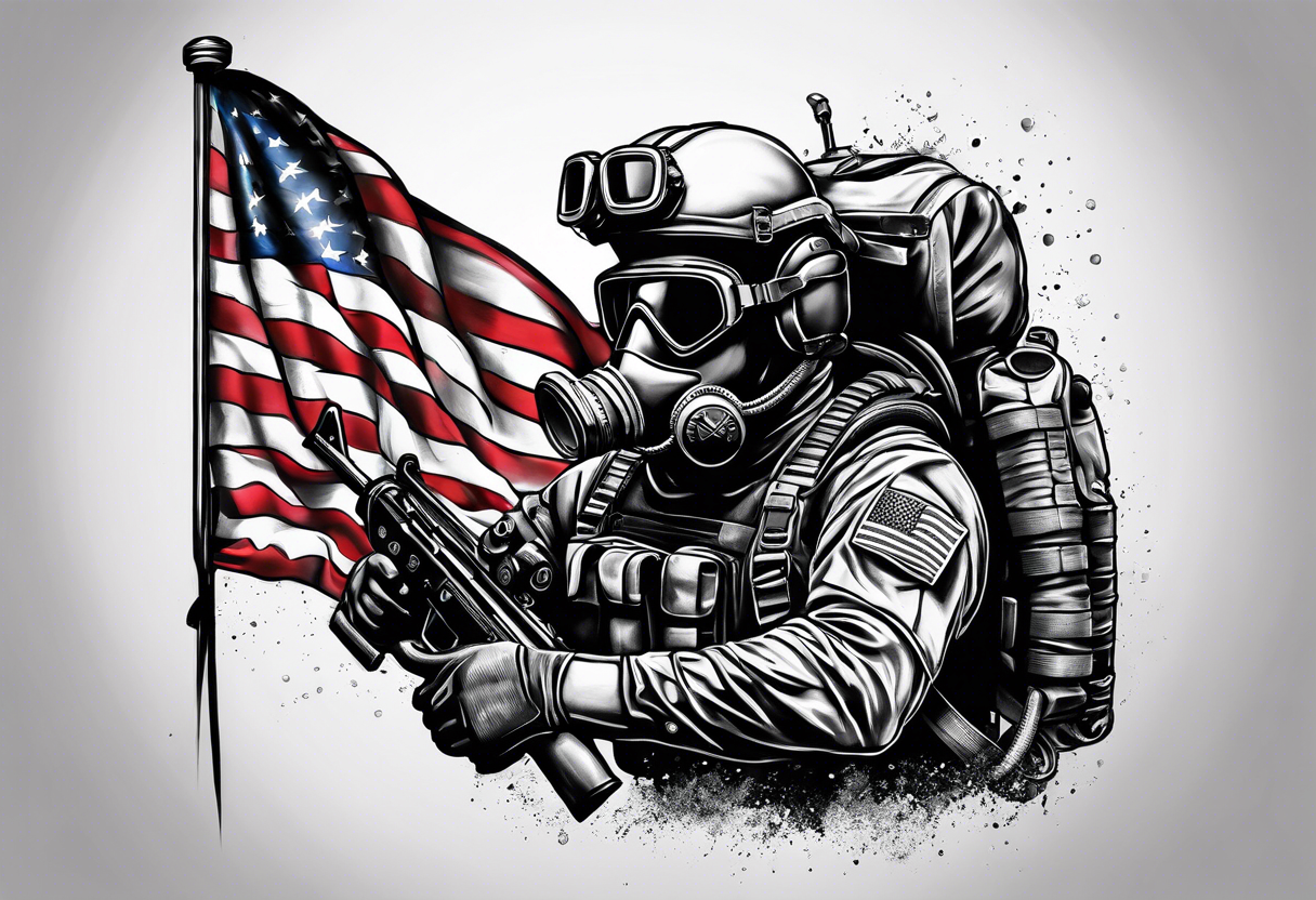 Marine corps recon  diver with a American flag tattoo idea