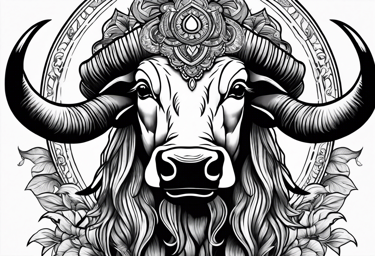 woman riding a buffalo tattoo idea