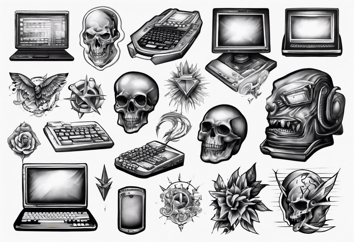 Computer head tattoo - Tattoogrid.net