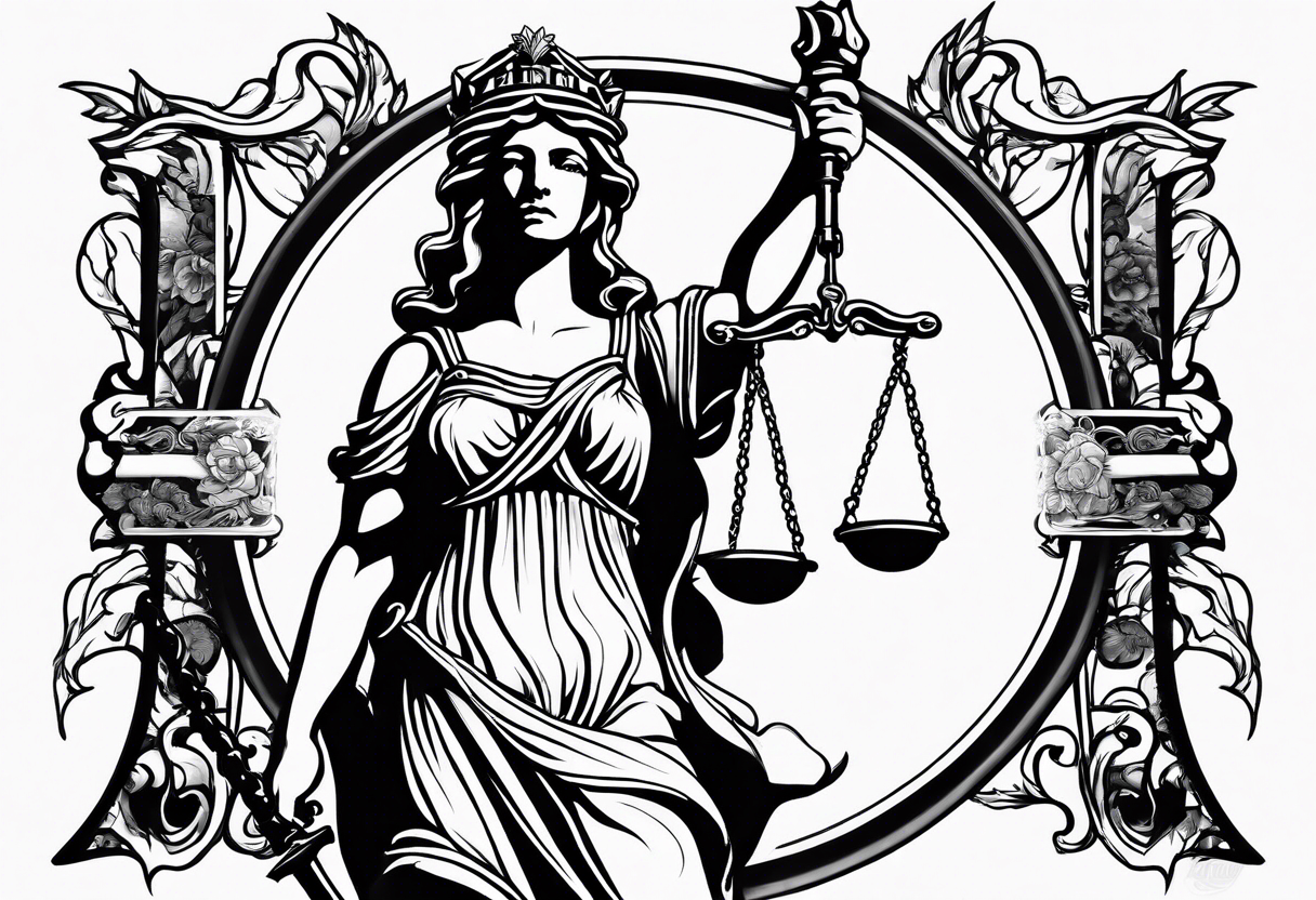 renaissance feel lady justice tattoo idea