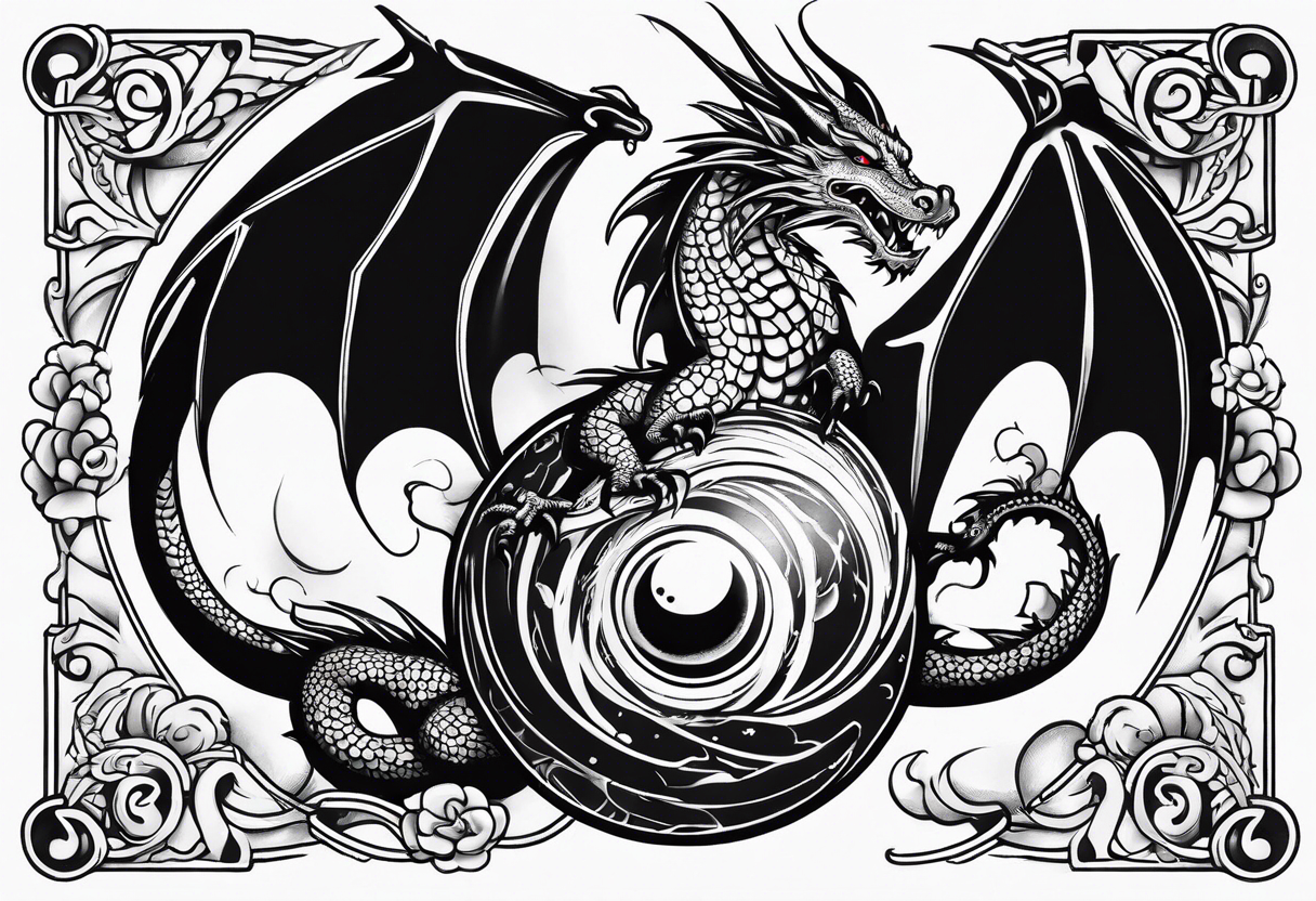 dragon holding orb tattoo idea