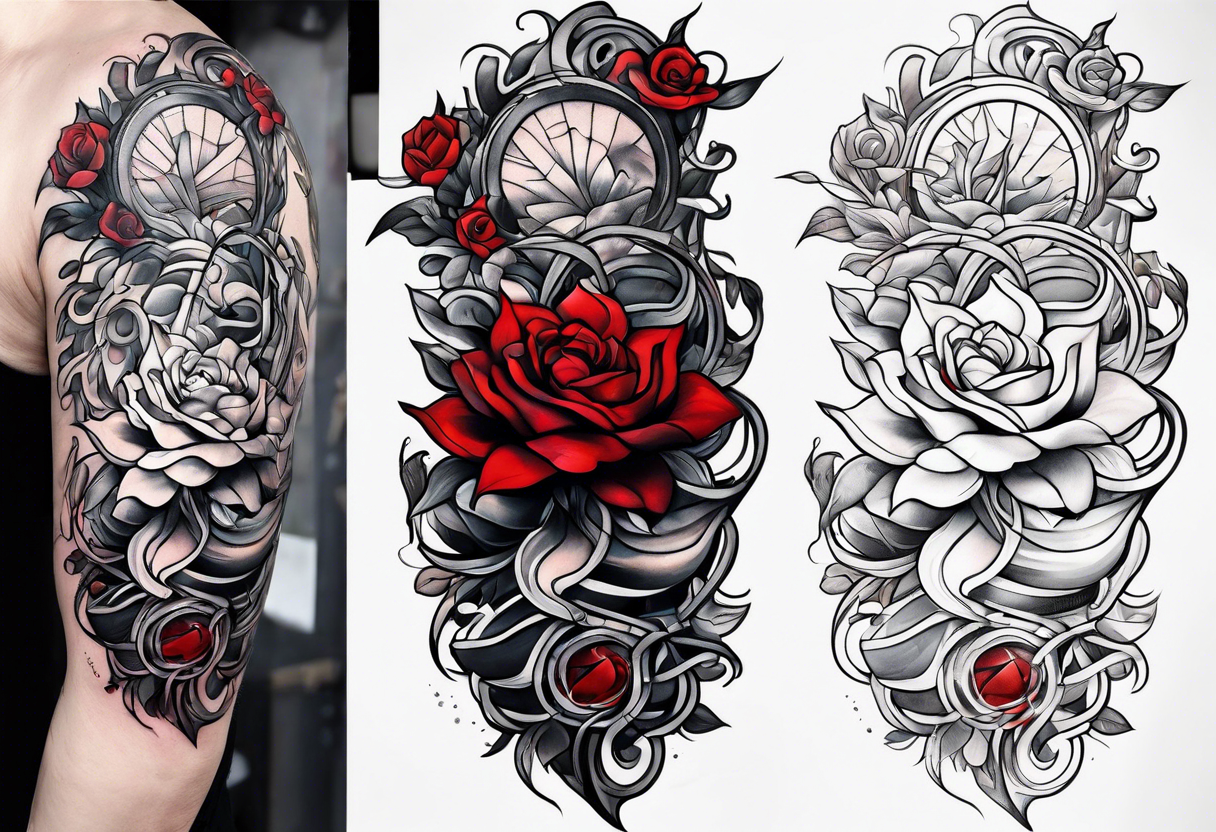 red line around the upper arm tattoo idea