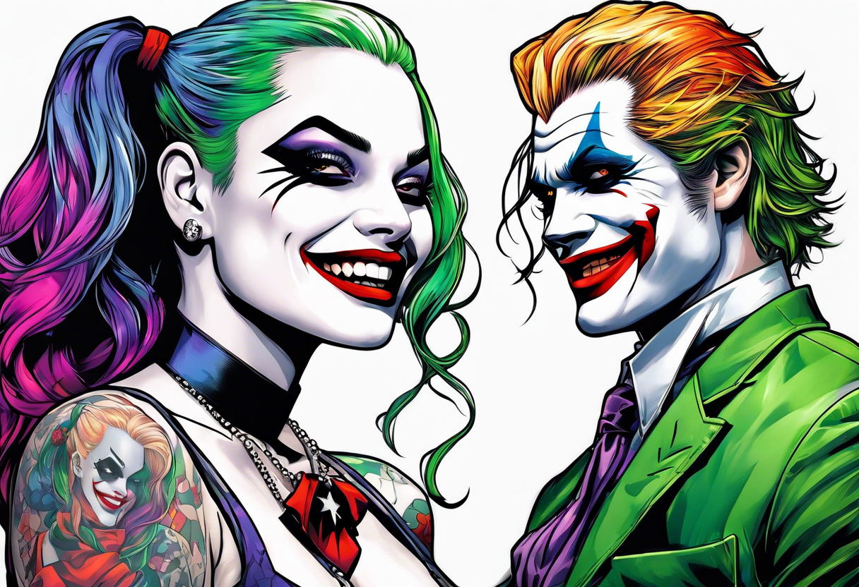 joker and harley quinn comics tattoo idea