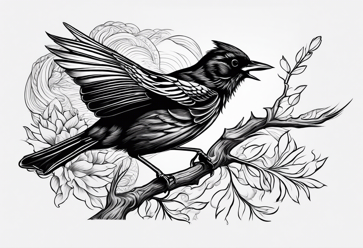 Redwing Blackbird in flight 
for Back tattoo idea