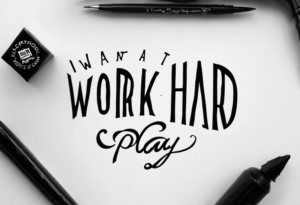 I want a tattoo with the words "work hard" and "play hard". tattoo idea