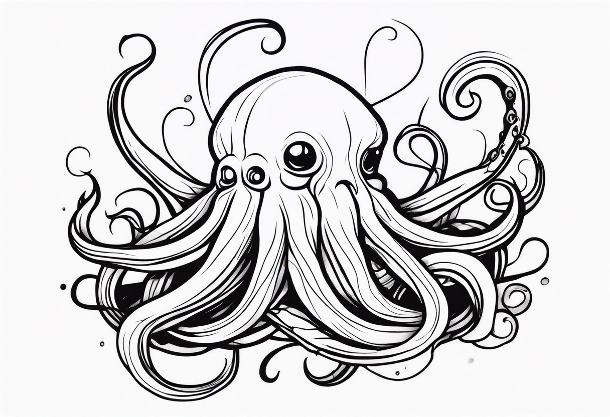 Water line with kraken tentacles coming out tattoo idea