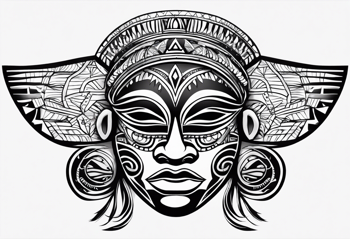 Tattoo ornament with sun face maori style african Vector Image