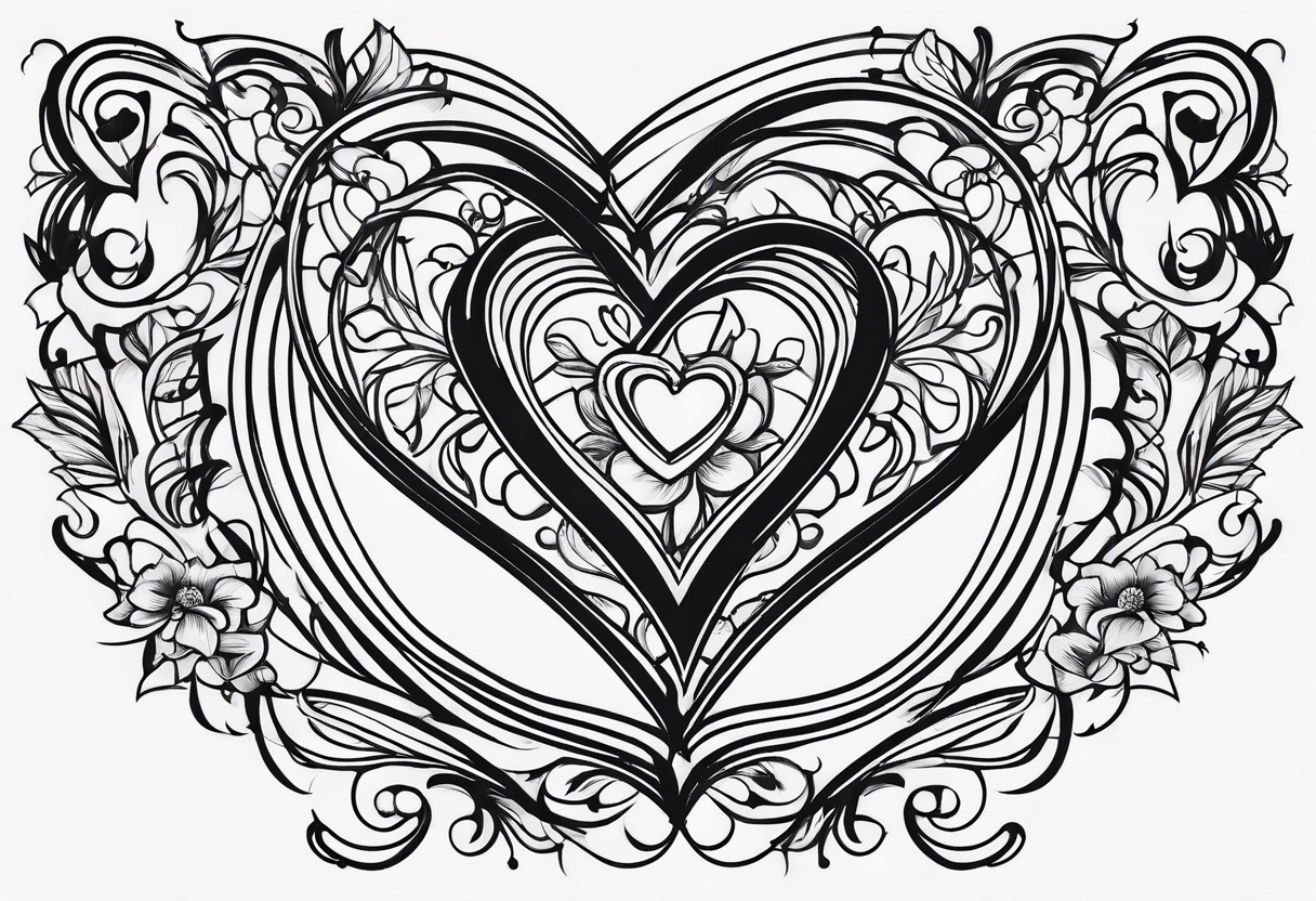 small black line hearts tattoo idea