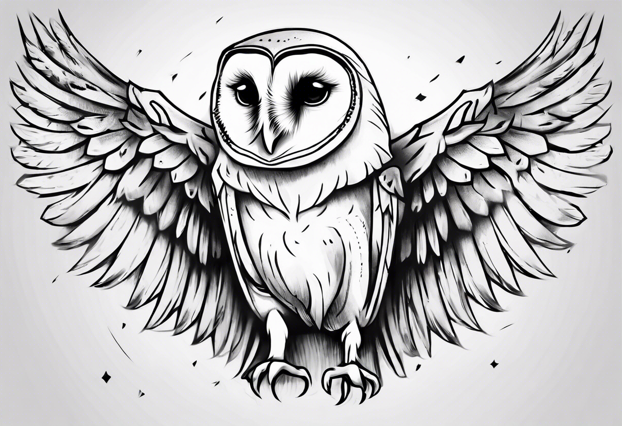 Wise Crowned barn  Owl looking to the rights tattoo idea