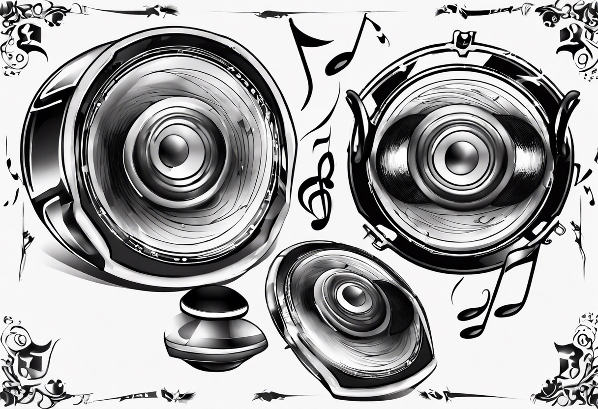 speaker music disc jokey tattoo idea