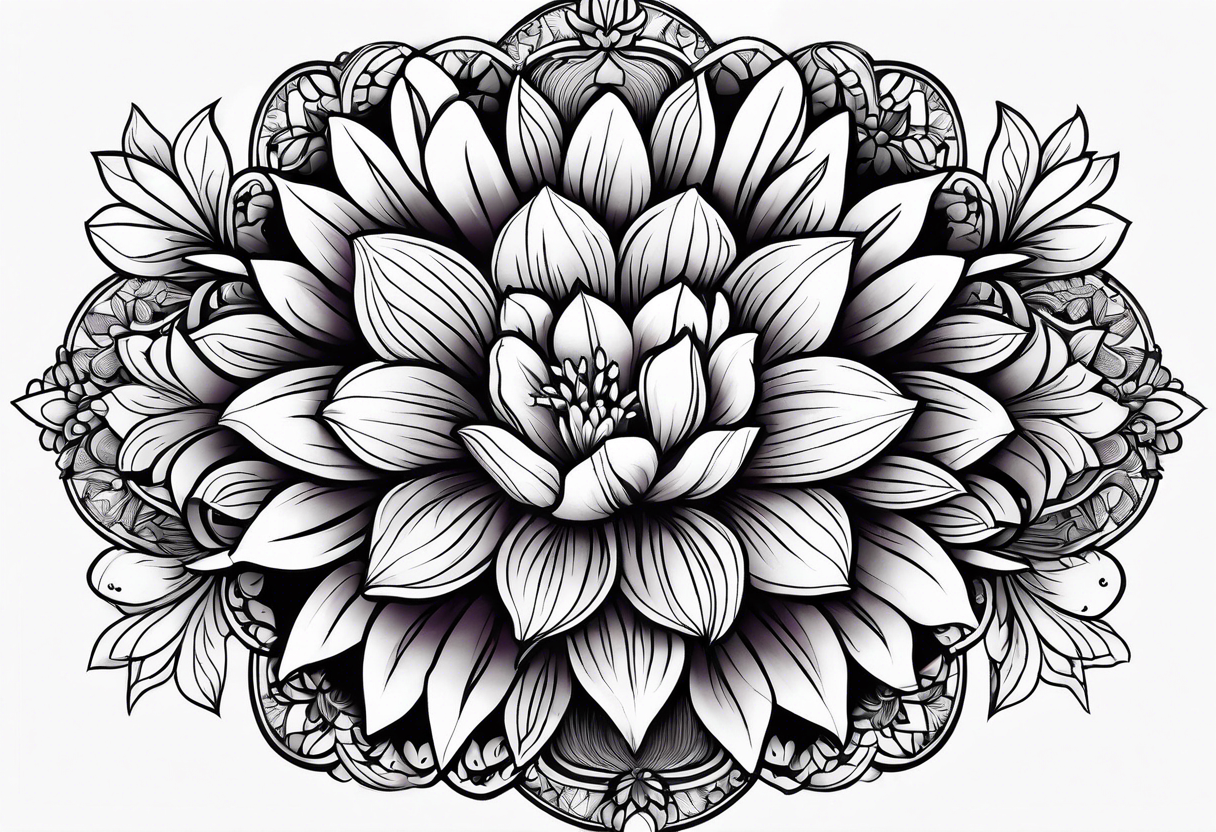 tulip and lilac mandala mini tattoo idea