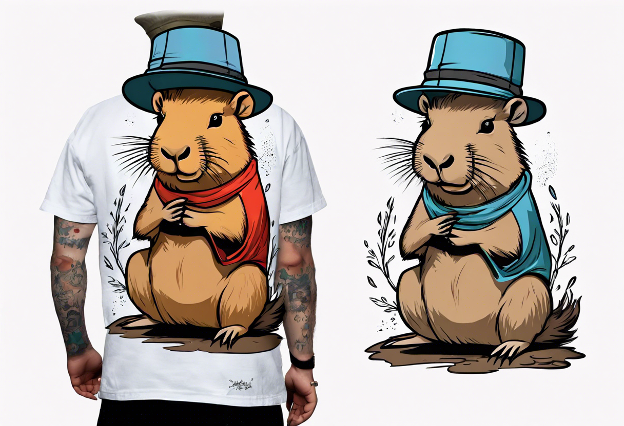 Capybara wearing a bucket hat tattoo idea