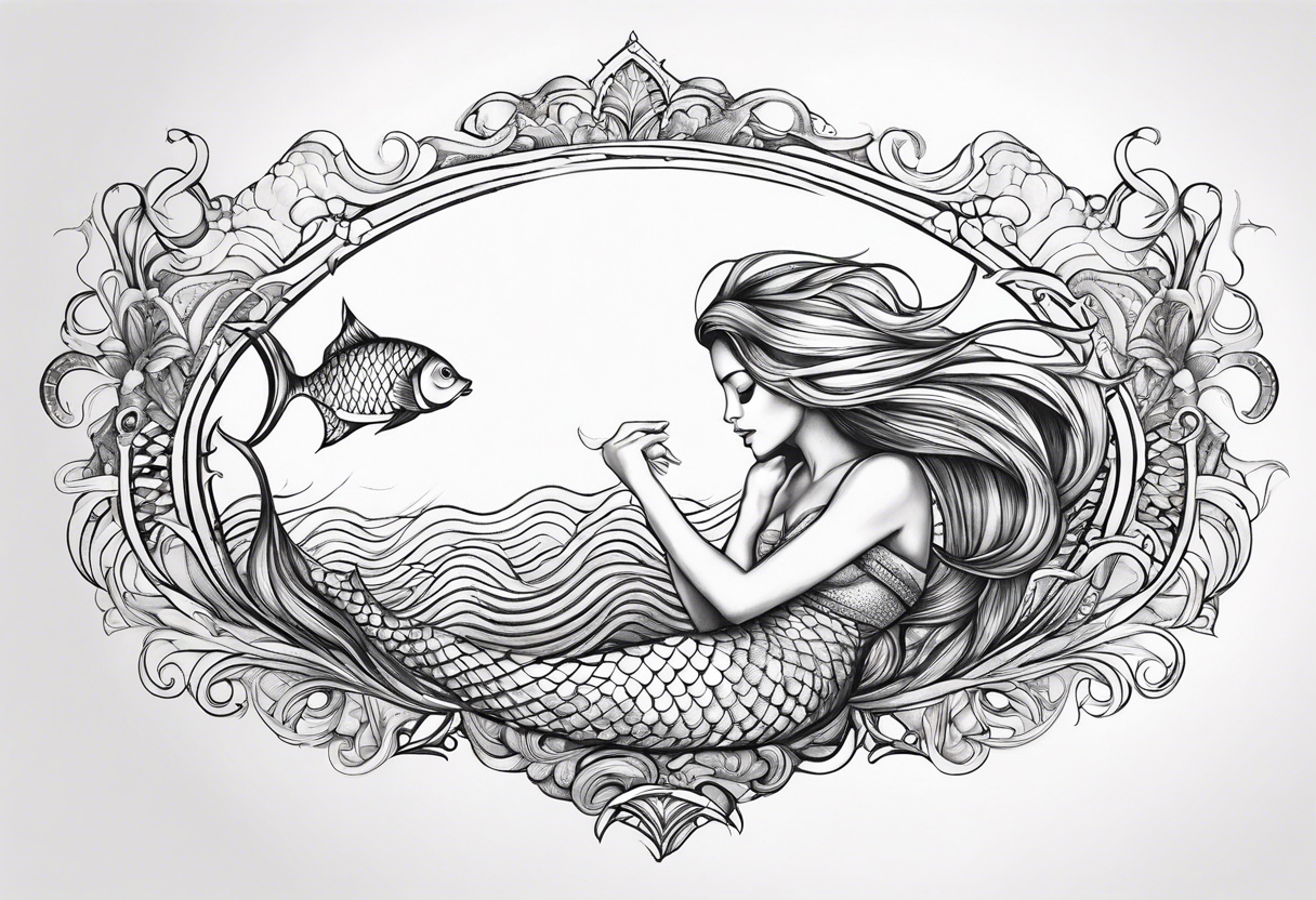 Draw me a nice magical mermaid fish tail tattoo idea