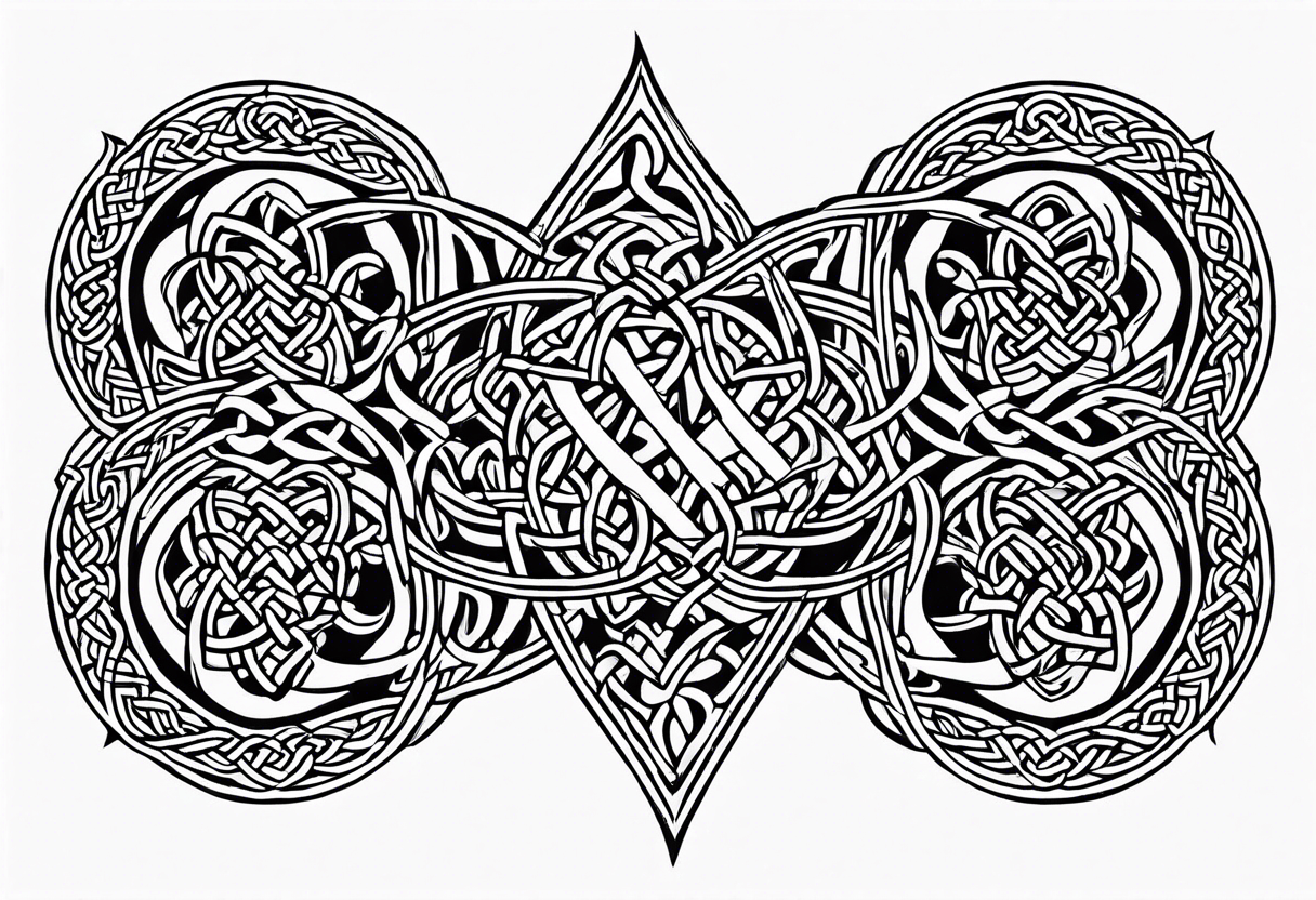 celtic knotwork with triquetra long tattoo idea