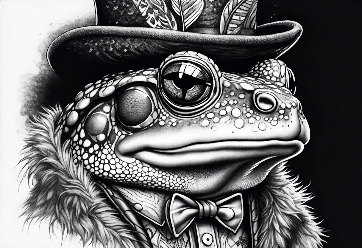 Toad wearing pimp fur coat no shirt tattoo idea