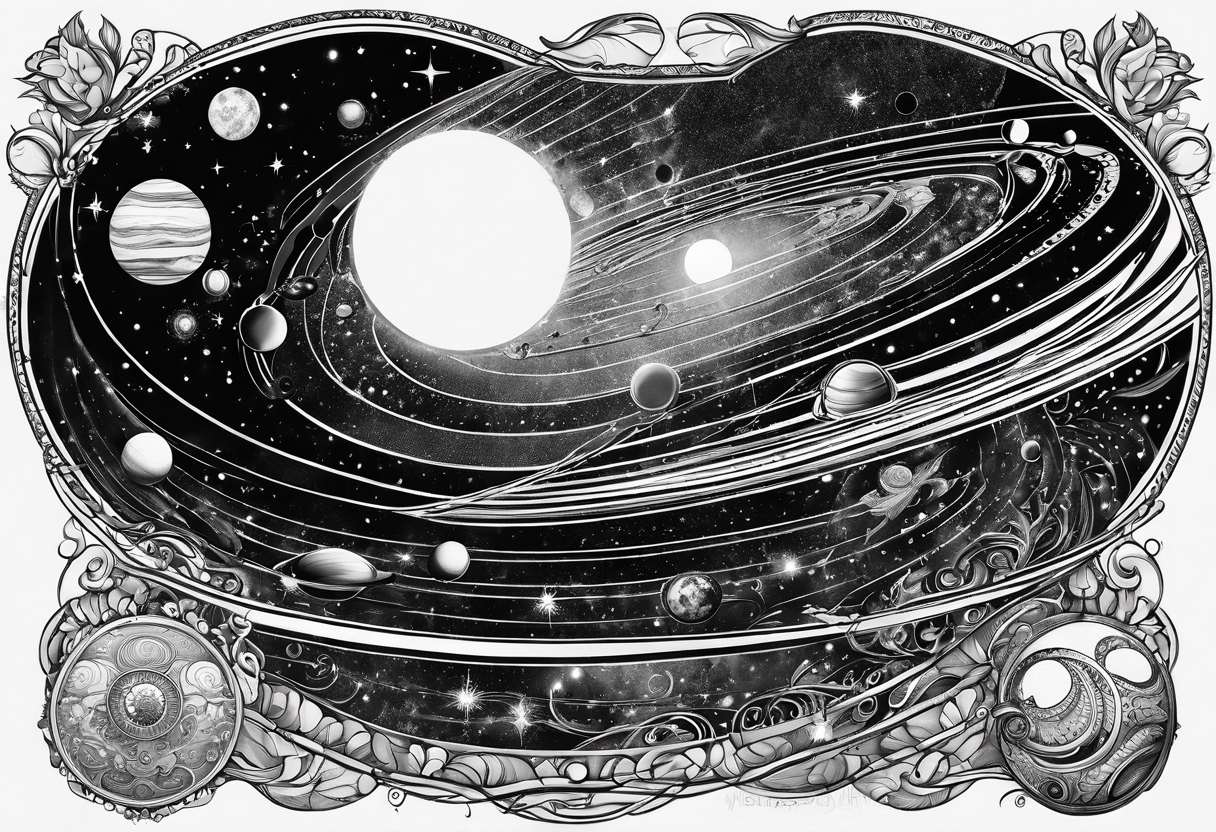 symbolist version of the solar system tattoo idea