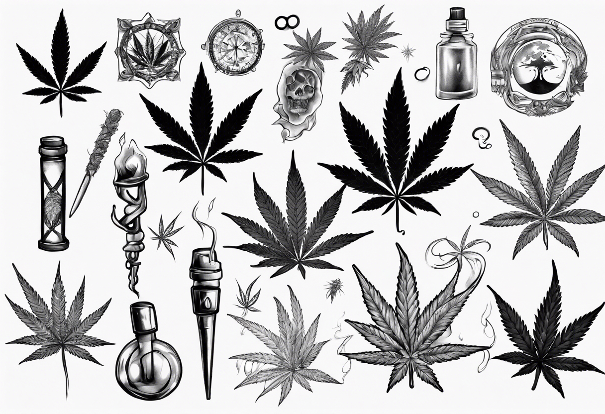 Cannabis leaf tattoo idea | TattoosAI