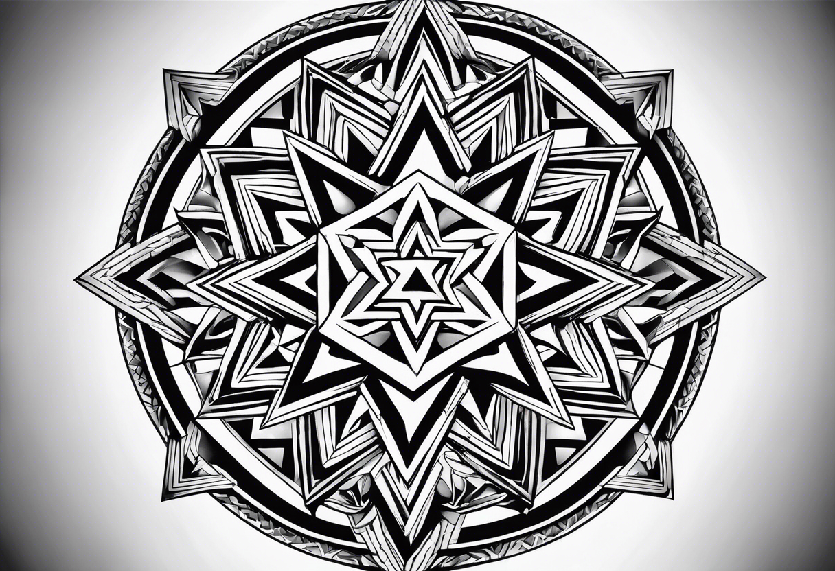 Expanding 3D pentagrams, geometric, tattoo idea