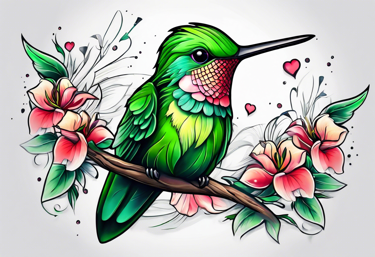 green hummingbird sad tattoo idea