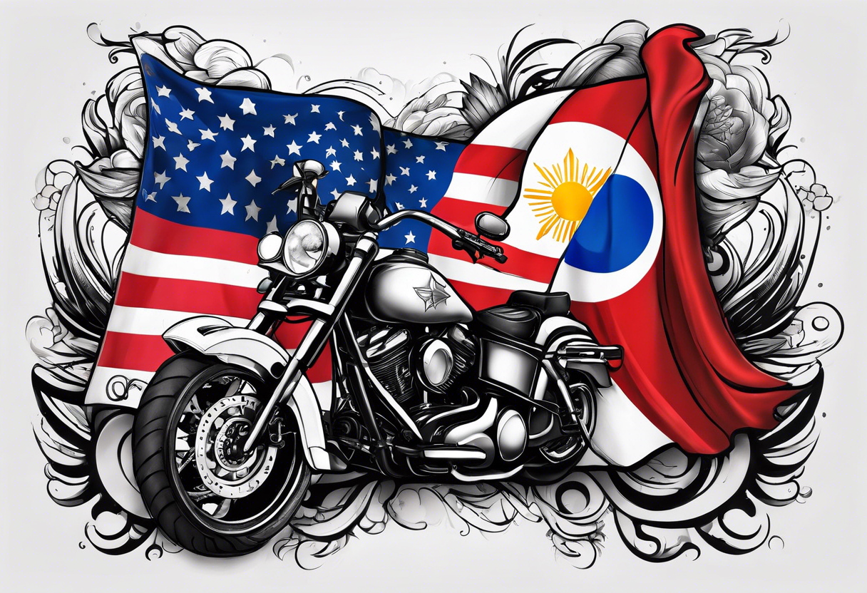 Tattoo design that incorporates the United States flag and the Philippines flag tattoo idea