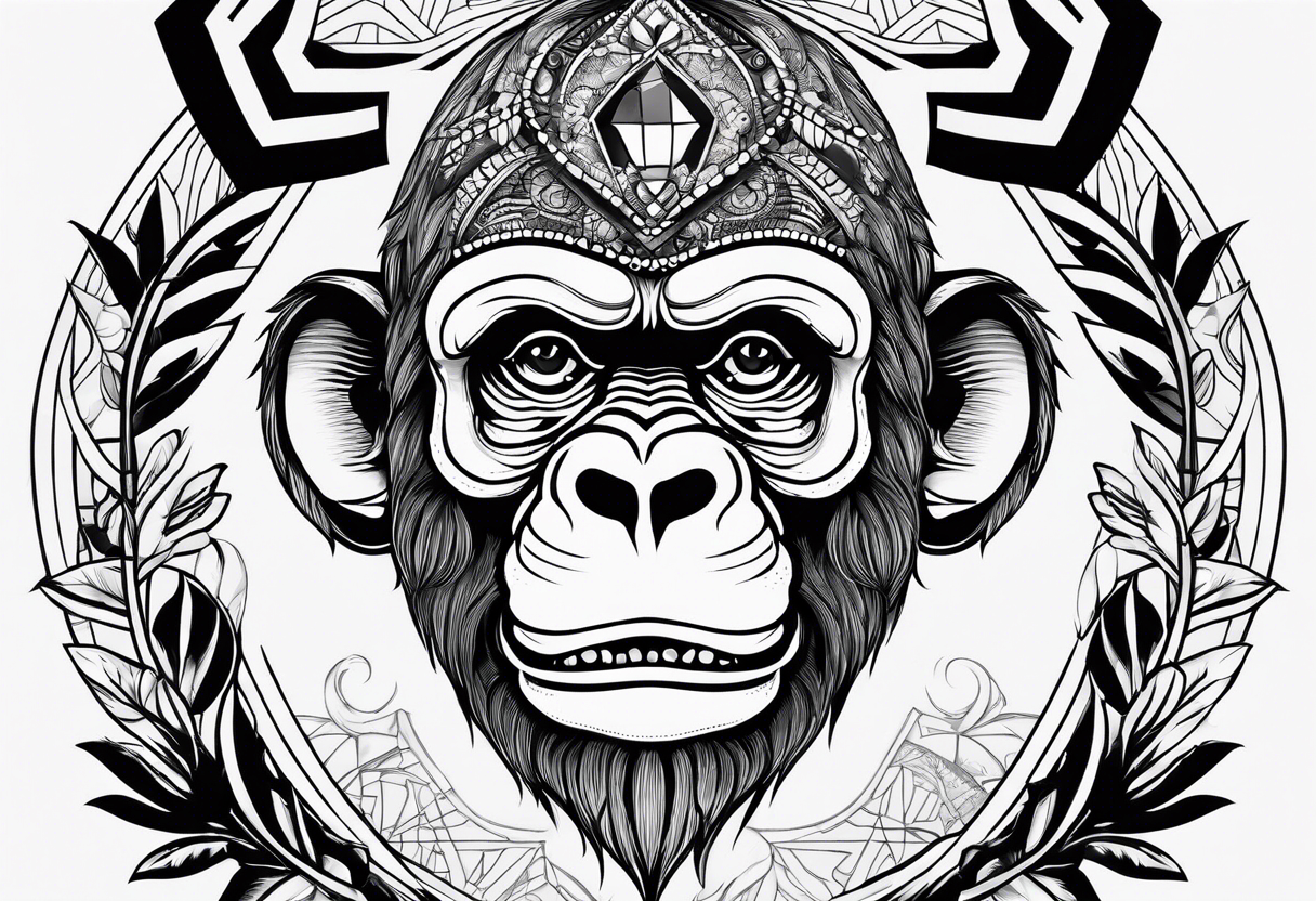 Monkey with a banana skull tattoo idea