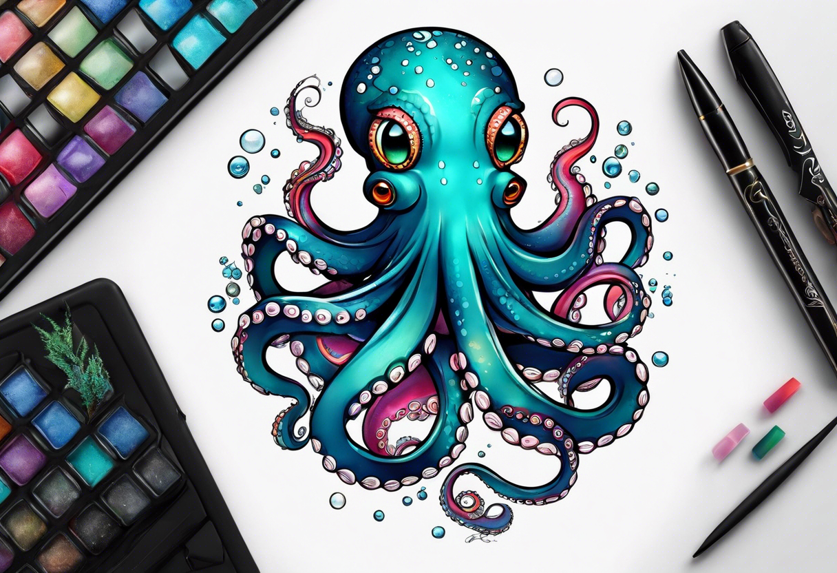 Octopus happy peaceful tattoo idea