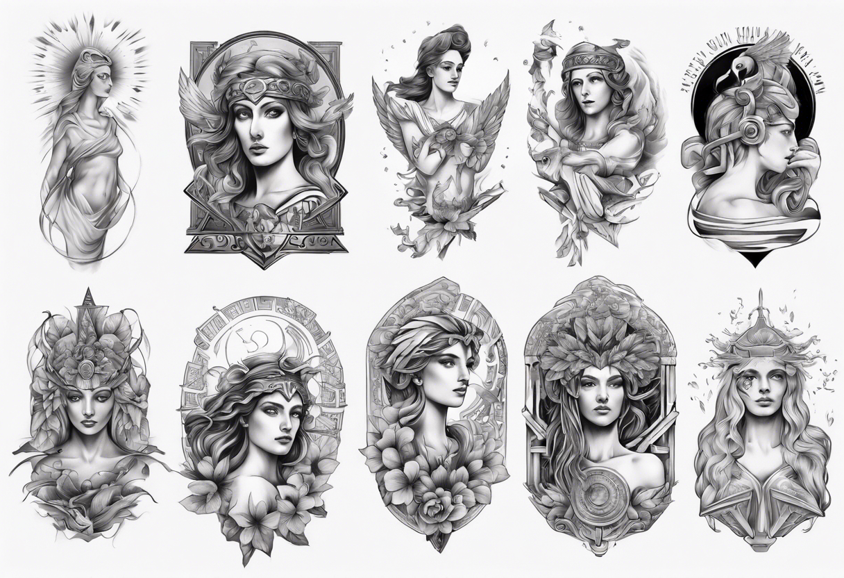 Greek mythology sleeve tattoo for women of power and success tattoo idea