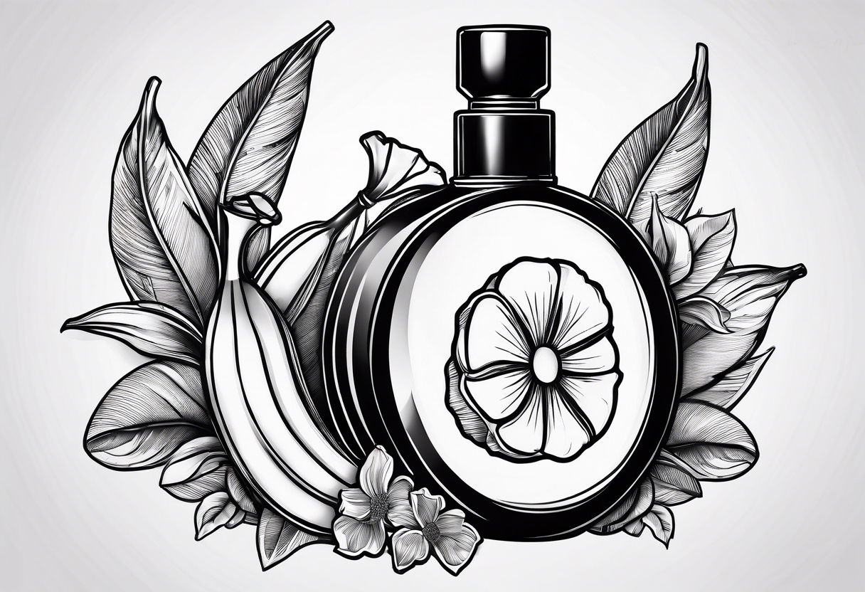 A perfume bottle with banana tattoo idea