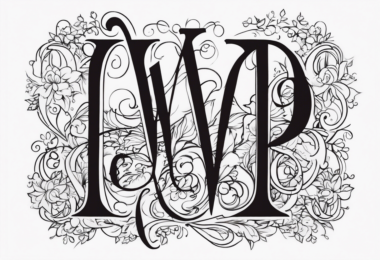 The word “wanderlust” with the initials “jda” in the middle. Whimsical font tattoo idea