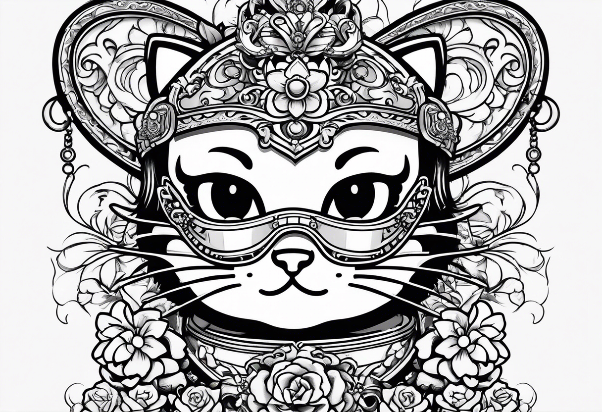 hello kitty with a mask on her face tattoo idea