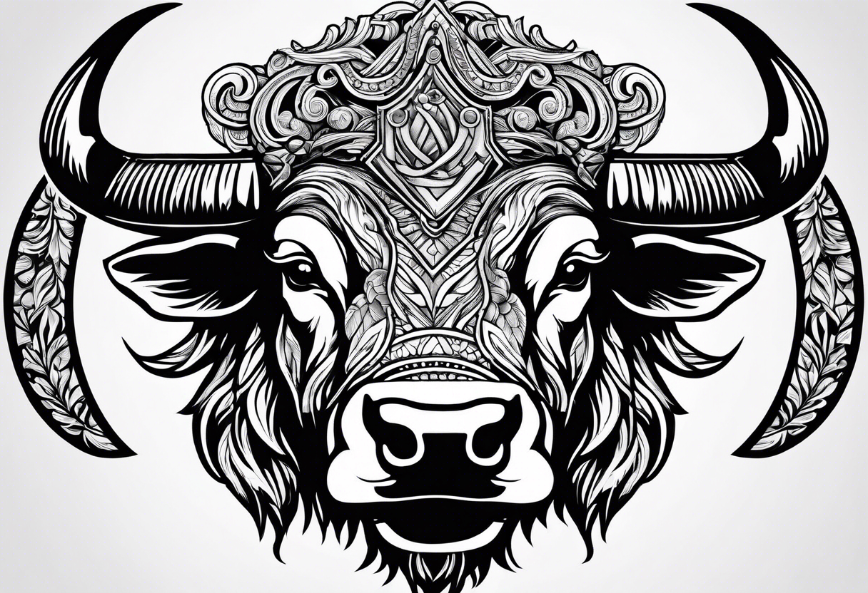 Bison head outline tattoo idea