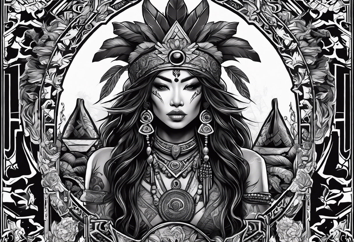 dark fantasy style shaman, witch doctor tattoo idea