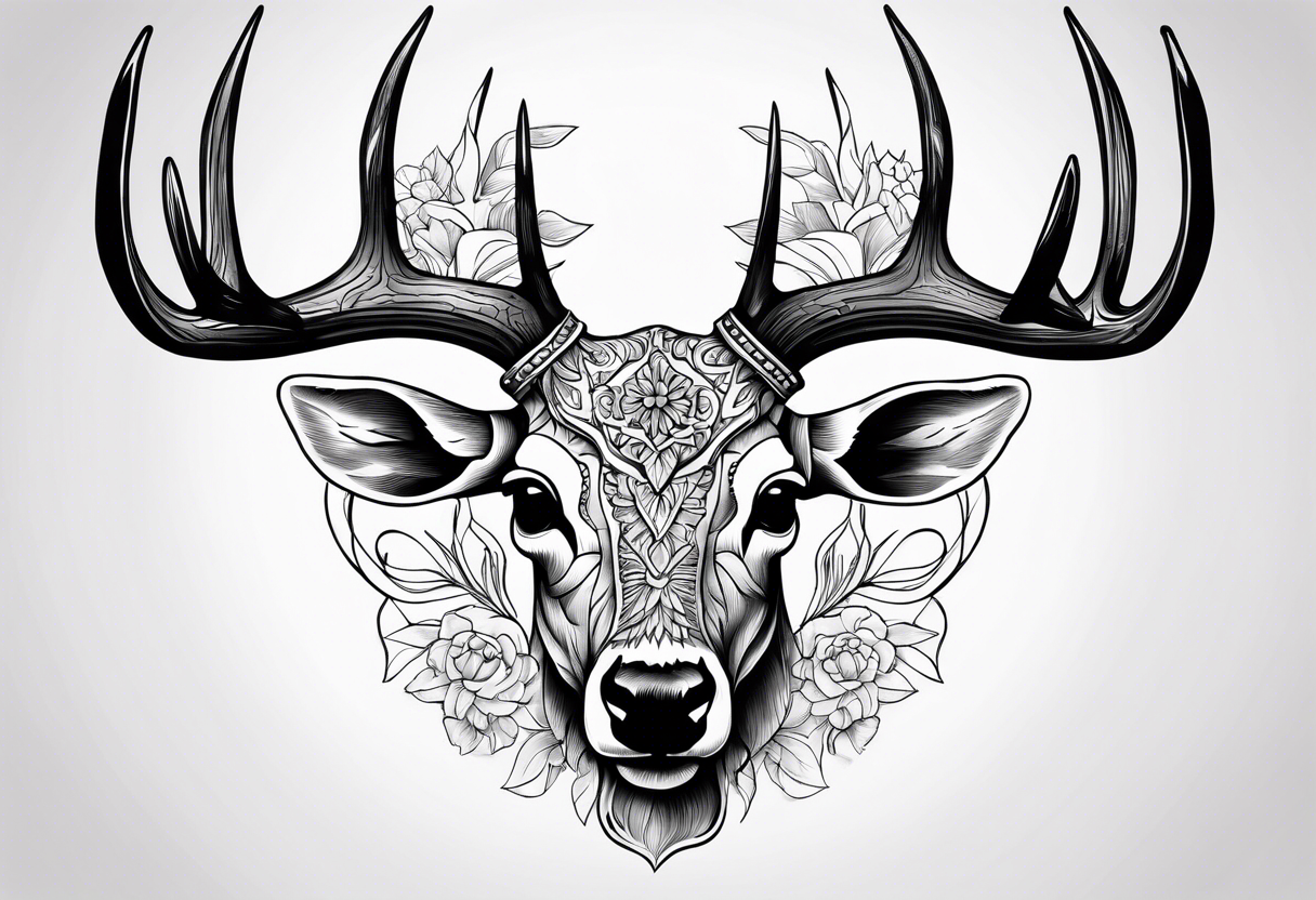 Dead deer skull tattoo idea