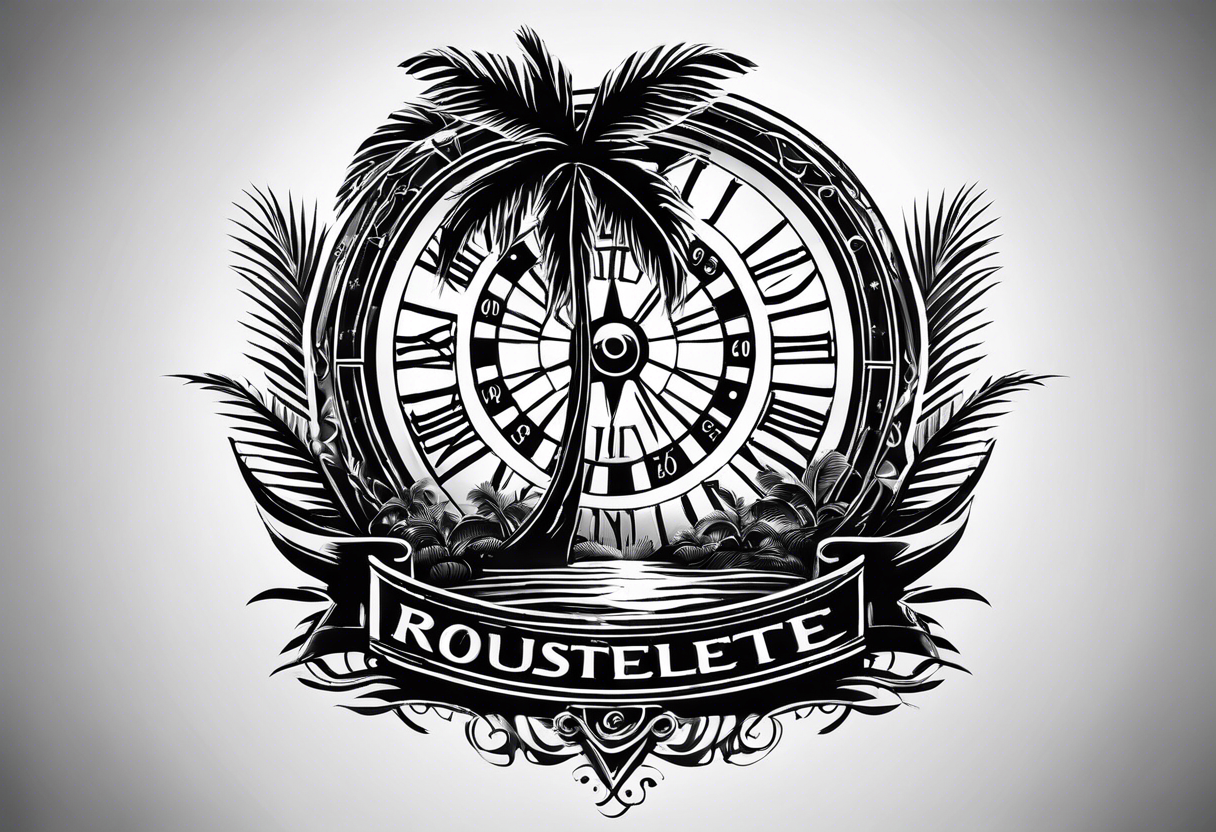 ROULETTE casino card games dice sun palm tree tattoo idea