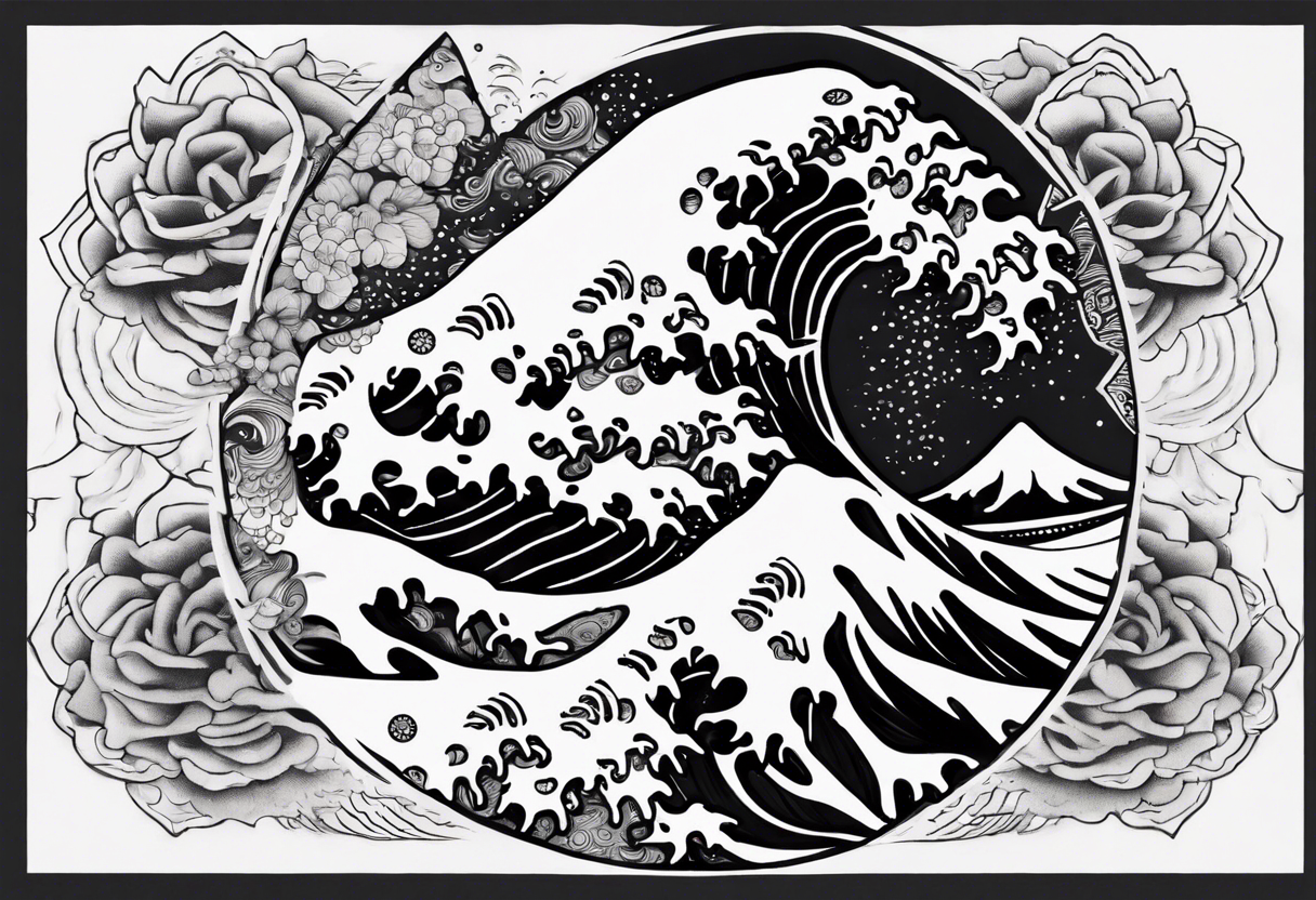 The great wave off kanagawa mixed with a mandala design tattoo idea