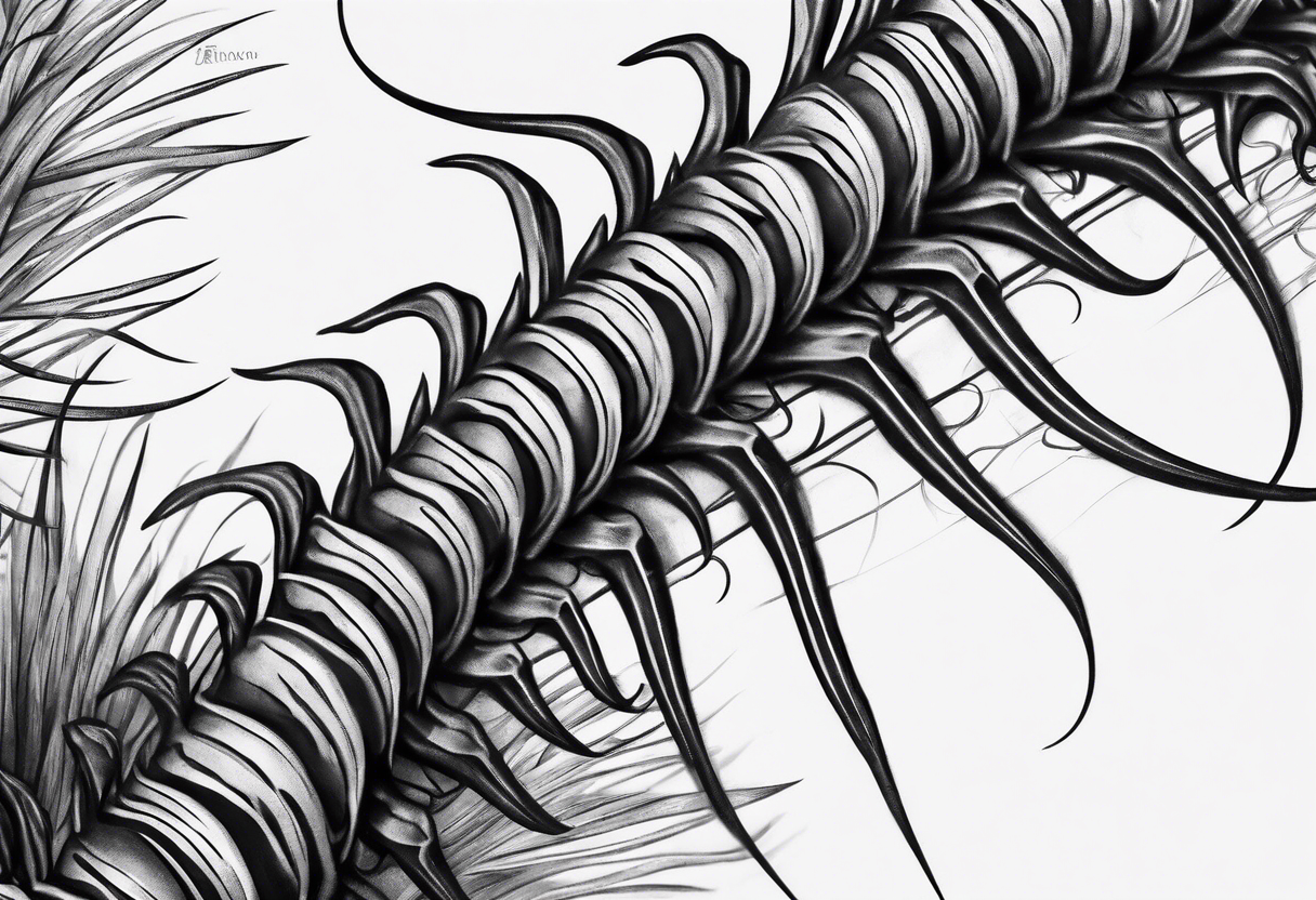 dark style centipede spine tattoo tattoo idea