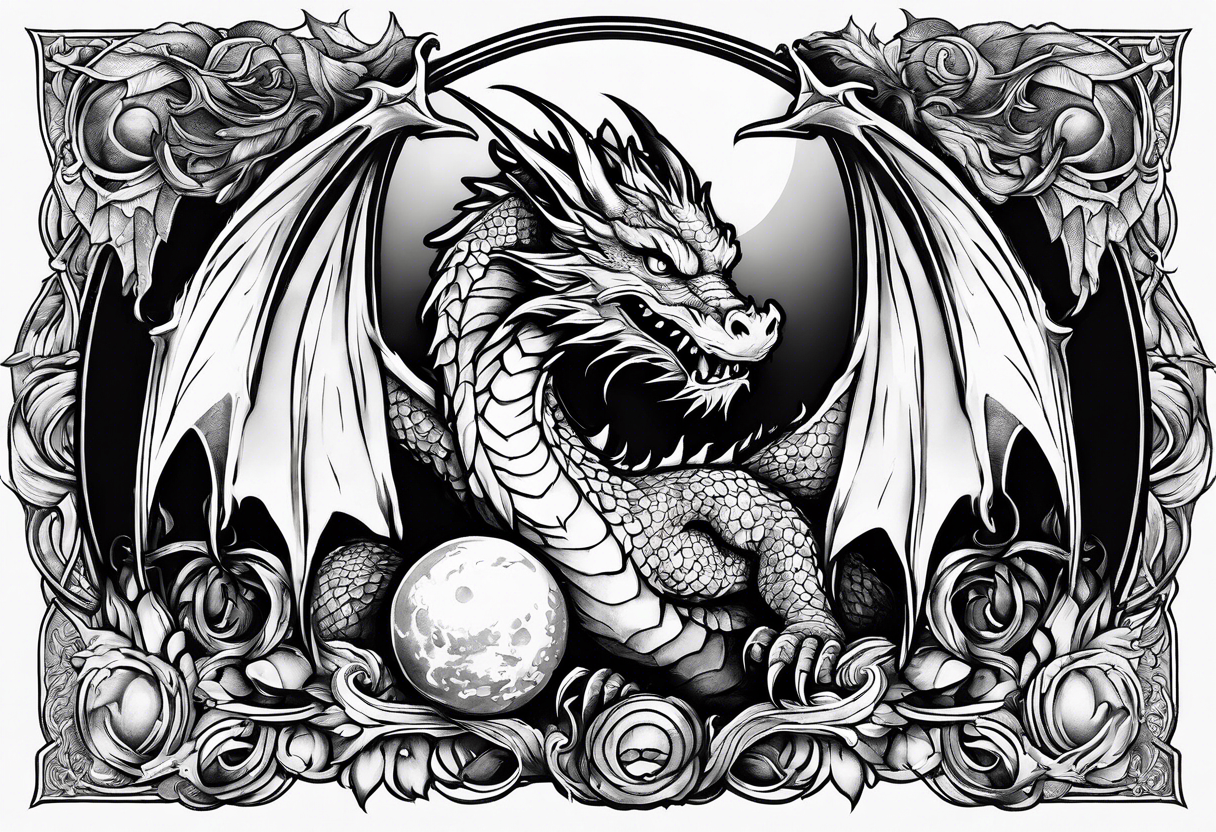 dragon holding orb tattoo idea