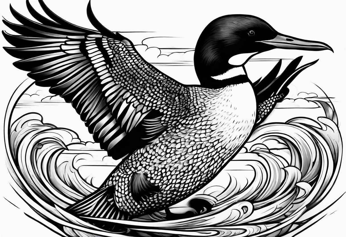 Loon flying tattoo idea