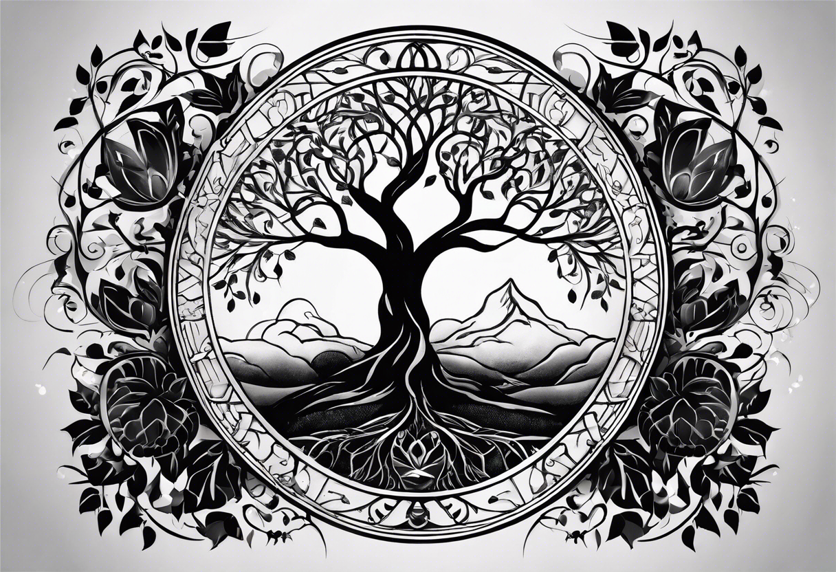 A Tree of Life in a circular design. The Dates 12.02.1985 and 21.02.1987 should be part of the tattoo, too. tattoo idea